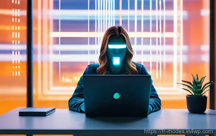 기술에 대한 사회적 신뢰 회복하기 - **Prompt 1: Digital Trust and Vigilance**
"A thoughtful adult person, appearing gender-neutral, ...