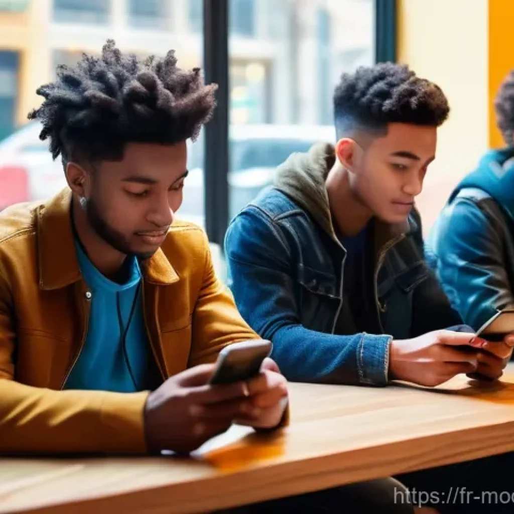 인간 기술 상호작용의 사회적 영향 - **Digital Solitude in a Connected World**
A diverse group of young adults, dressed in modern, ca...