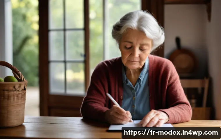 인간 기술 공존과 사회적 불평등 문제 - A serene and respectful depiction of an elderly French woman, modestly dressed in a comfortable card...