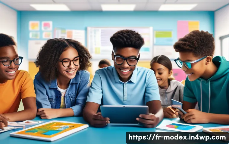 AI 윤리 교육의 필요성 - **AI-Enhanced Learning Experience:**
"A vibrant, dynamic illustration depicting a diverse group ...