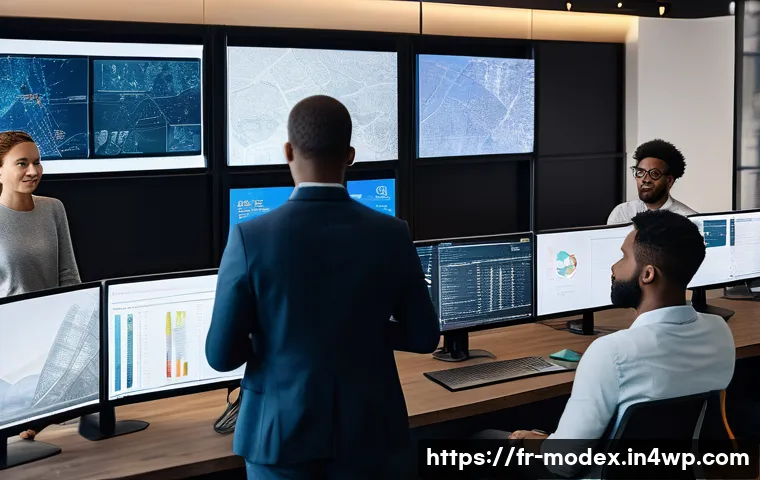 AI의 역할 인간의 도덕적 책임 - A diverse team of software developers collaborating in a modern Parisian tech office, surrounded by ...