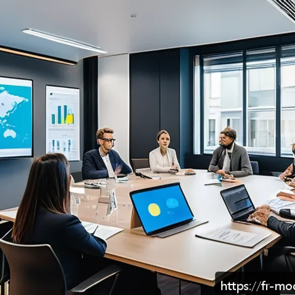 AI 결정의 윤리적 기준 수립하기 - A diverse group of professionals engaged in a public consultation workshop on AI ethics in a modern ...