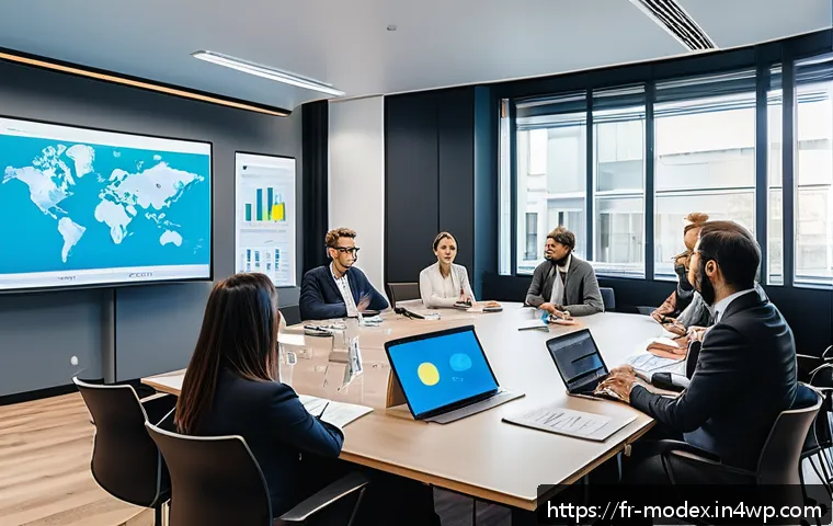 AI 결정의 윤리적 기준 수립하기 - A diverse group of professionals engaged in a public consultation workshop on AI ethics in a modern ...